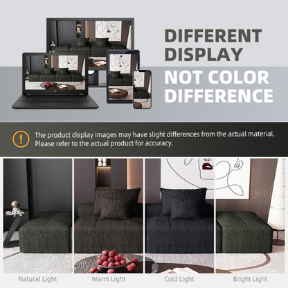 Modern Oversized Modular Sectional Sofa with 2 Ottoman and 2 seat,Sparkling Chenille Fabric Soft Cushion Sofa with 4 Pillows,4 PCS DIY Combination Tufted Sofa,No Assembly Required,BLACK