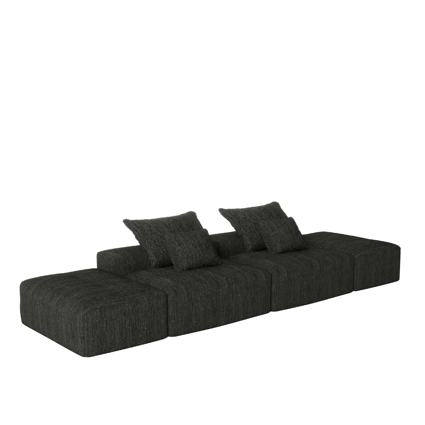 Modern Oversized Modular Sectional Sofa with 2 Ottoman and 2 seat,Sparkling Chenille Fabric Soft Cushion Sofa with 4 Pillows,4 PCS DIY Combination Tufted Sofa,No Assembly Required,BLACK