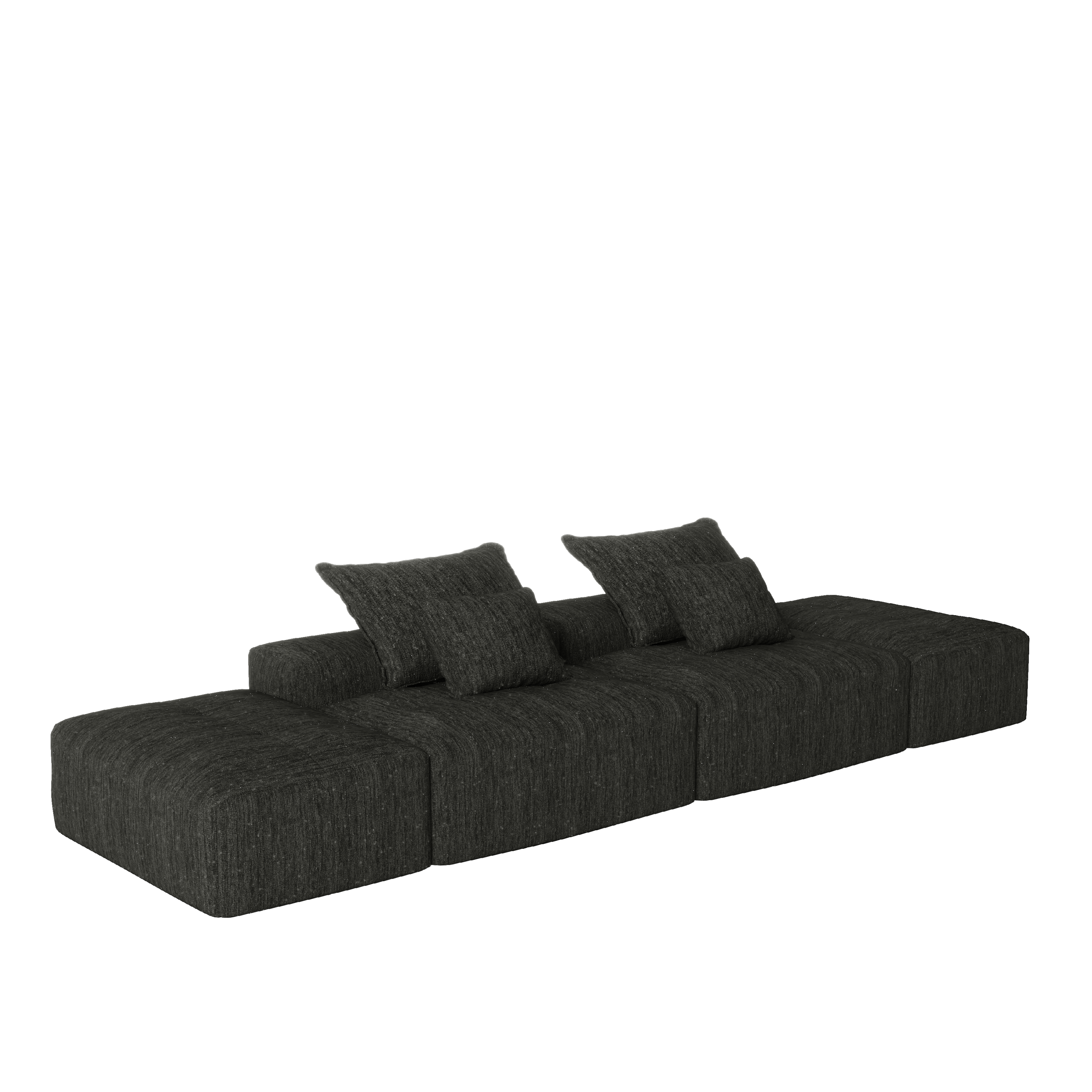 Modern Chenille Modular Sectional Sofa with Ottomans.