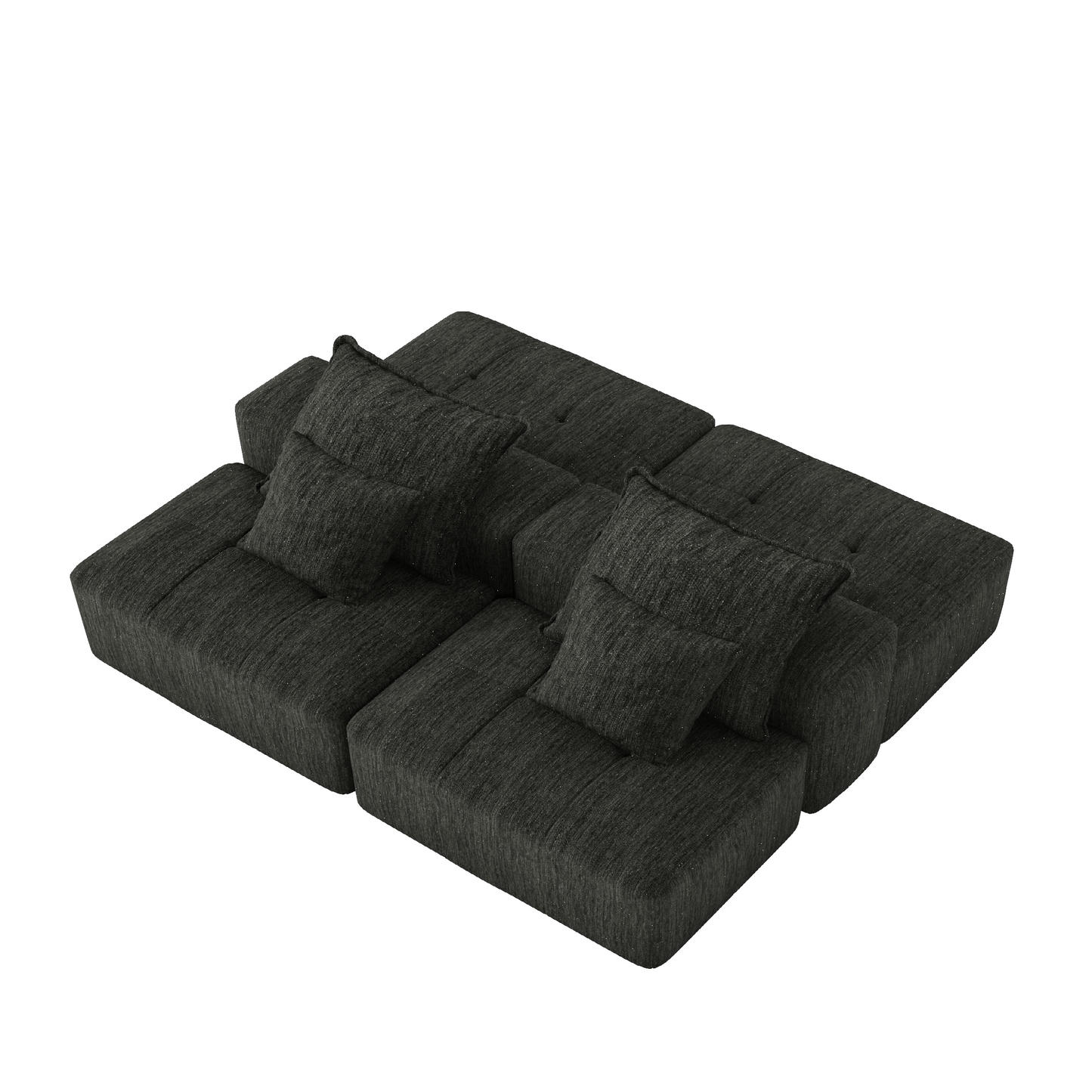 Modern Oversized Modular Sectional Sofa with 2 Ottoman and 2 seat,Sparkling Chenille Fabric Soft Cushion Sofa with 4 Pillows,4 PCS DIY Combination Tufted Sofa,No Assembly Required,BLACK