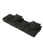 Modern Chenille Modular Sectional Sofa with Ottomans.