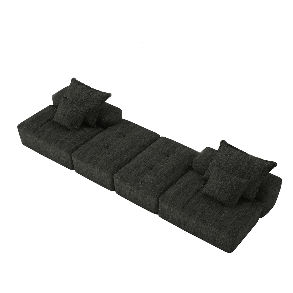 Modern Chenille Modular Sectional Sofa with Ottomans.