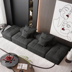 Modern Chenille Modular Sectional Sofa with Ottomans.