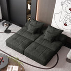 Modern Chenille Modular Sectional Sofa with Ottomans.