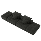 Modern Chenille Modular Sectional Sofa with Ottomans.