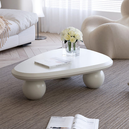 Cloud Coffee Table with 3 Ball Legs Modern Wooden Accent Center Table Unique Accent Table for Small Spaces for Living Room