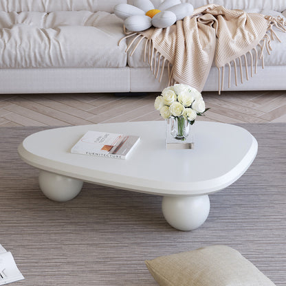 Cloud Coffee Table with 3 Ball Legs Modern Wooden Accent Center Table Unique Accent Table for Small Spaces for Living Room