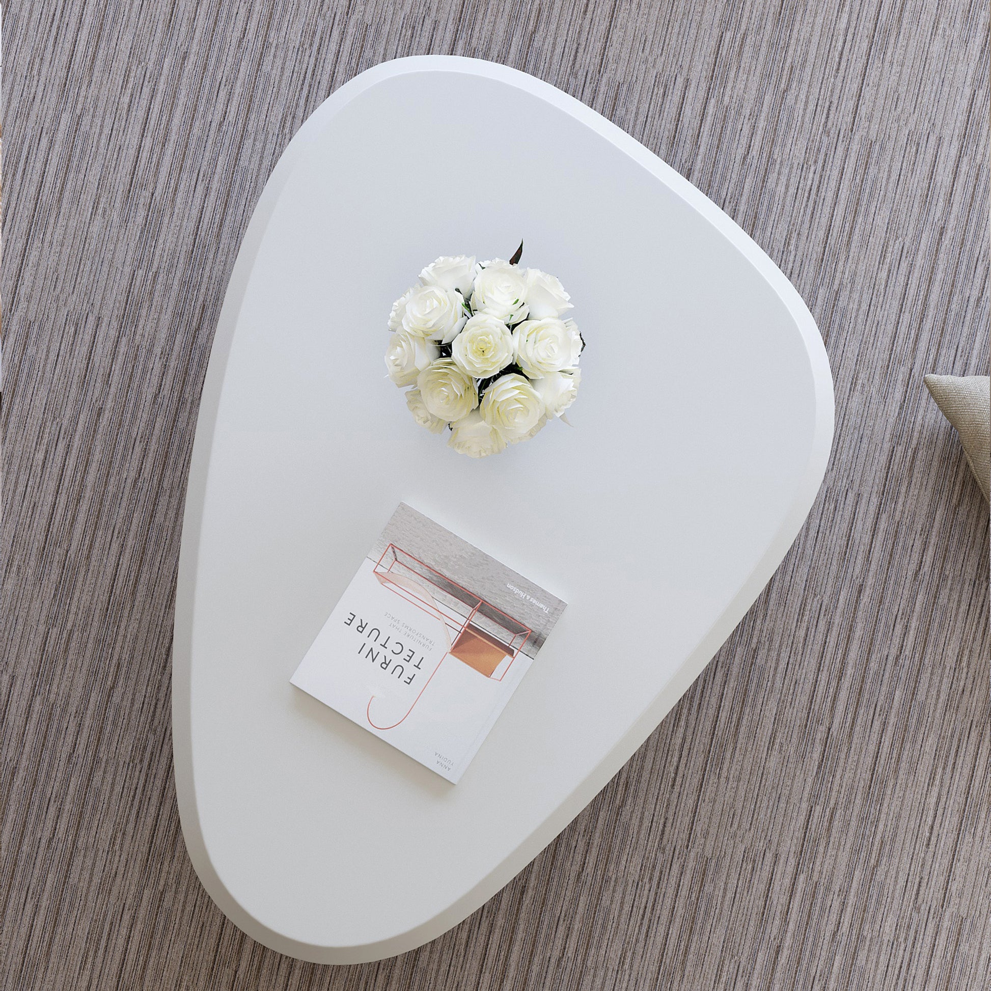 Cloud Coffee Table with 3 Ball Legs Modern Wooden Accent Center Table Unique Accent Table for Small Spaces for Living Room