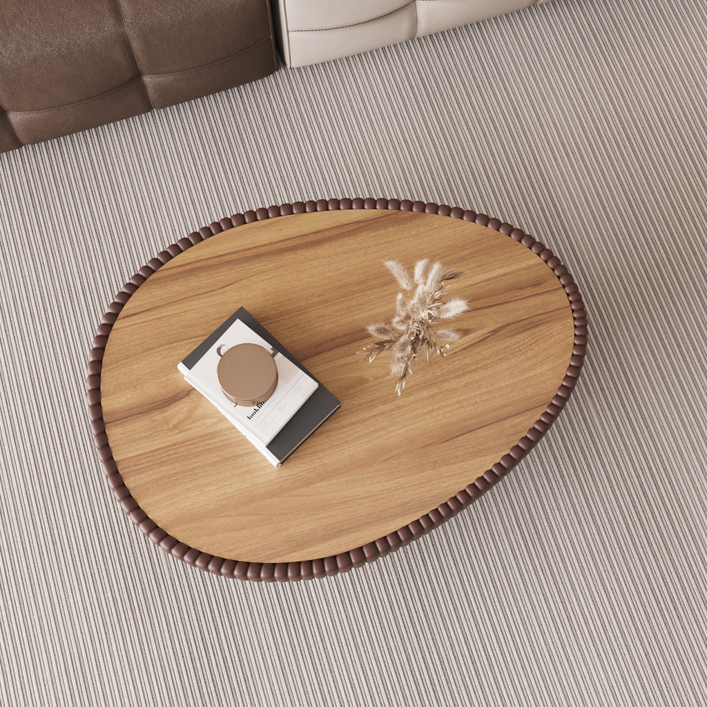 Coffee Color Marble Top goose eggs Shape Leather Coffee modern Sofa Table for Living Room furniture Coffee Table