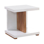 End Table Modern Contemporary Style Two Tone Design High Gloss Finish Open Shelves Wooden Base White And Natural Tone Finish Coffee Table-Not Included