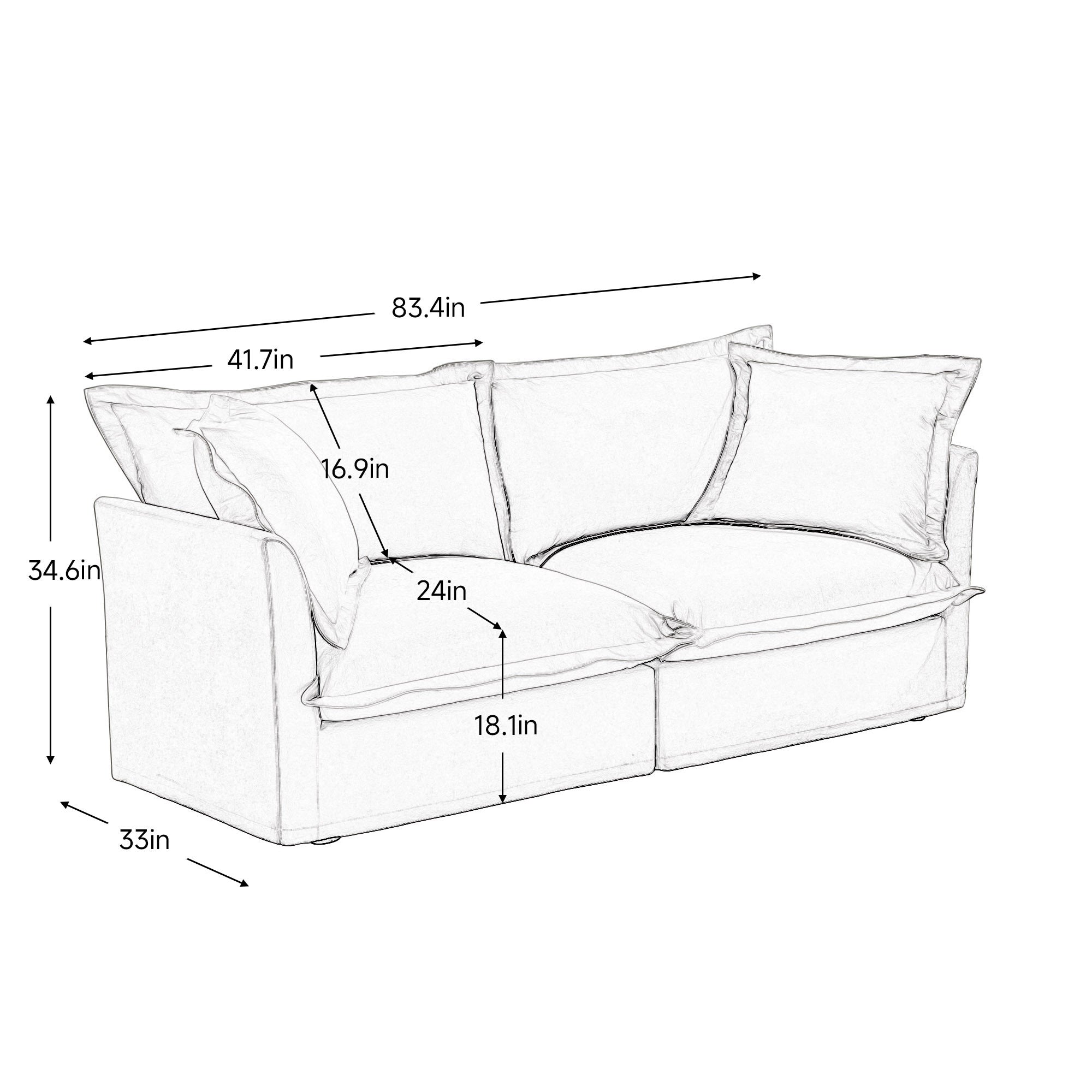Modern Slipcovered 2-Seat Sofa Couches for Living Room, 2 Seater Sofa, Corduroy Deep Seat Sofa with Upholstered Cushion&Detachable Cover, Comfy Sofa Couch for Small Space, Apartment, Cream Corduroy
