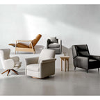 Swivel Accent Chair Modern Barrel Armchair with Wood Base for Bedroom Reading Waiting Living Room