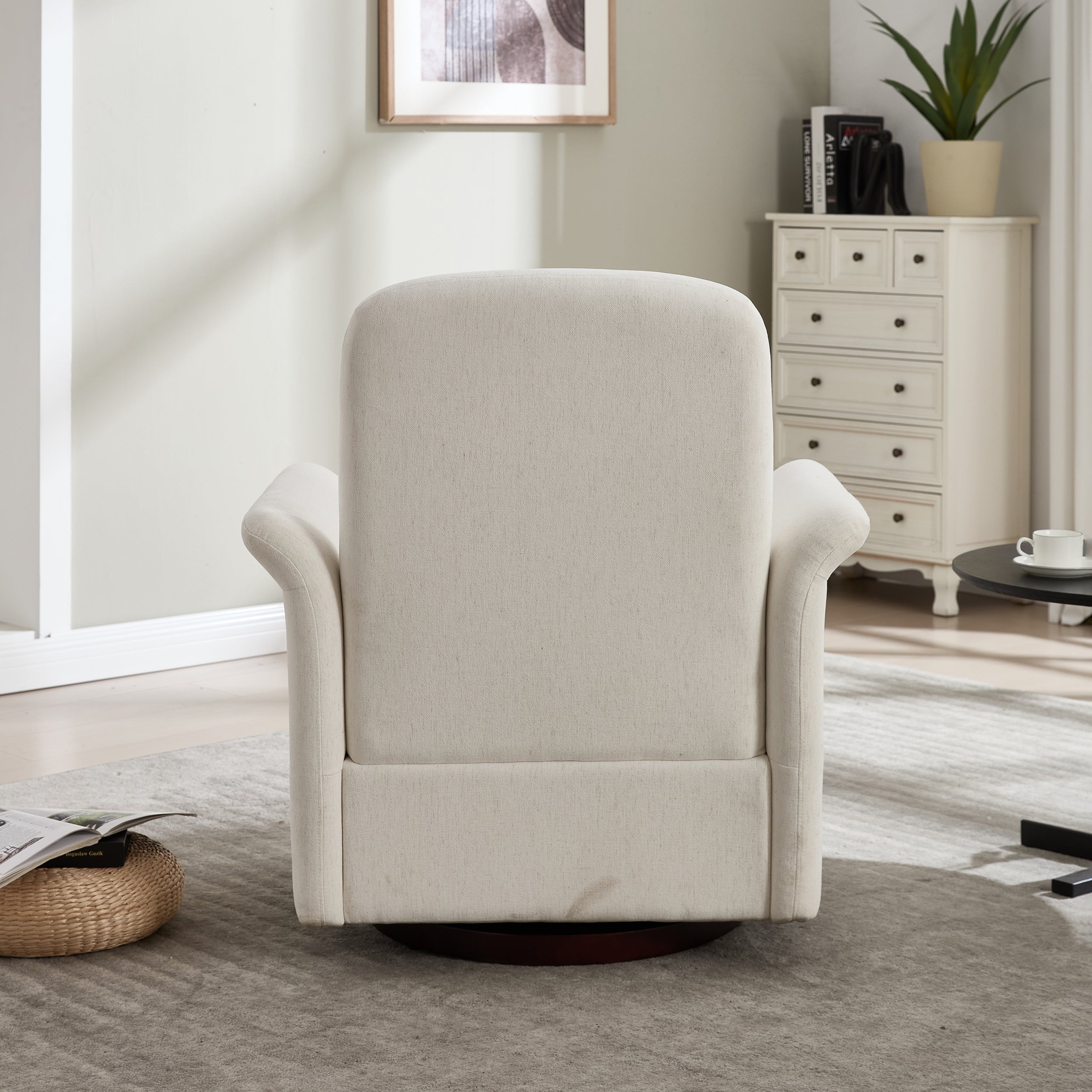 Swivel Accent Chair Modern Barrel Armchair with Wood Base for Bedroom Reading Waiting Living Room