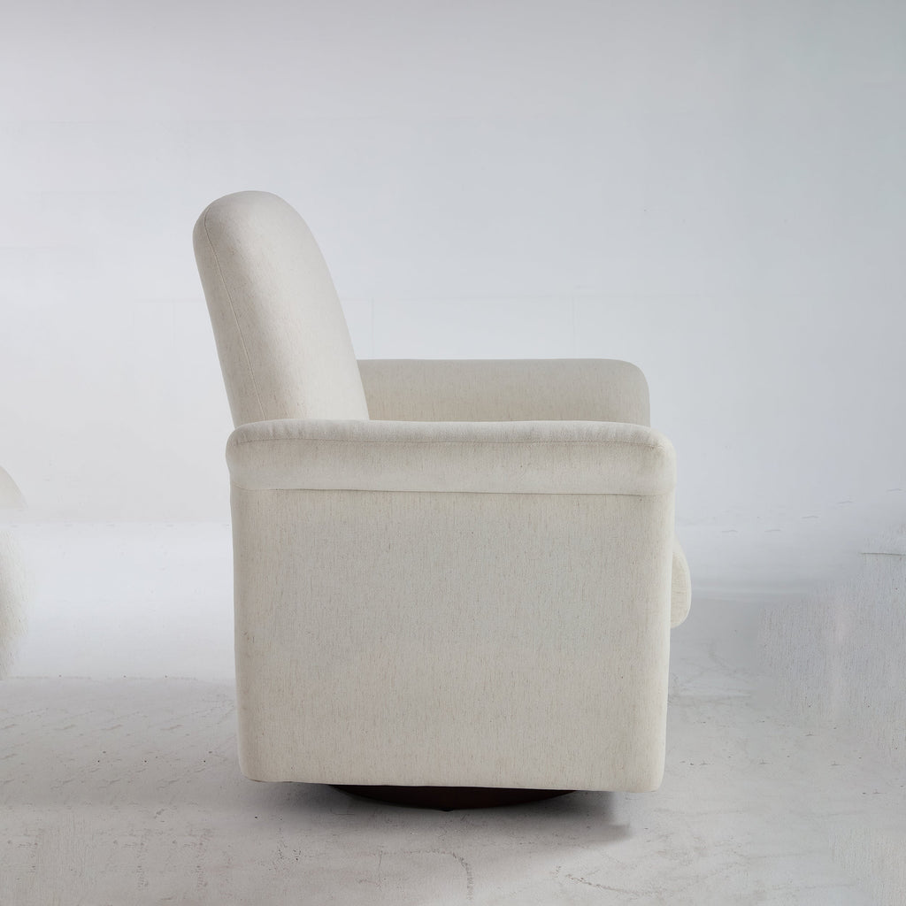 Swivel Accent Chair Modern Barrel Armchair with Wood Base for Bedroom Reading Waiting Living Room