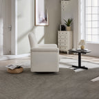 Swivel Accent Chair Modern Barrel Armchair with Wood Base for Bedroom Reading Waiting Living Room