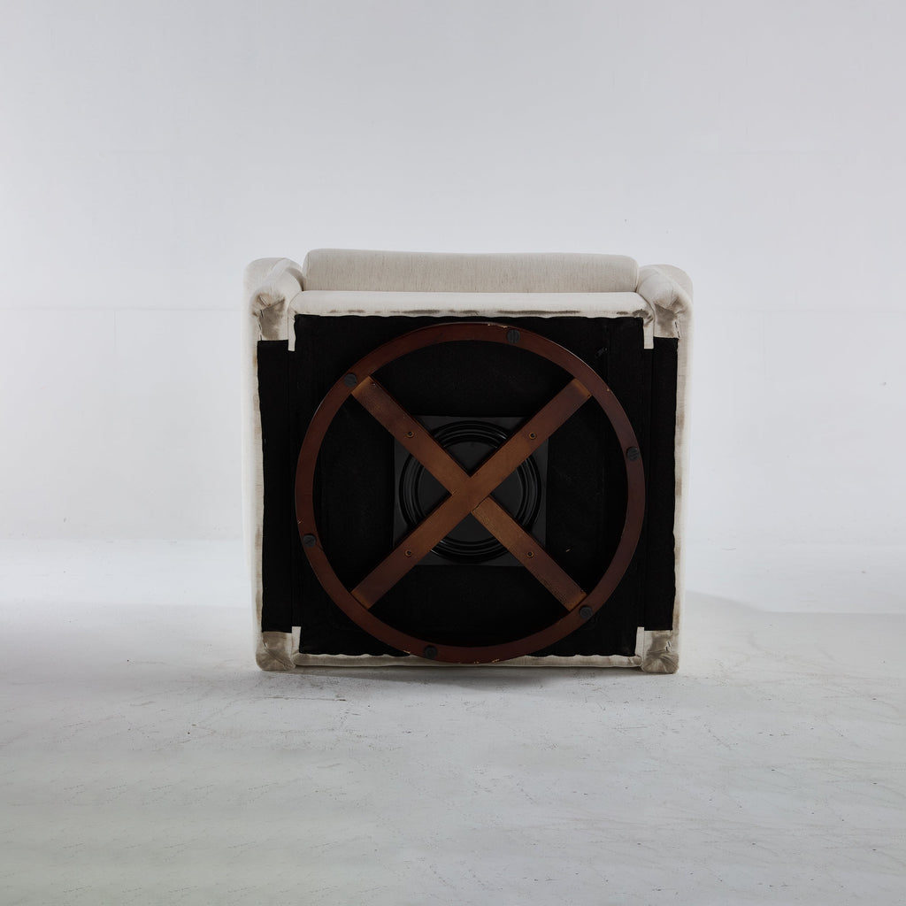 Swivel Accent Chair Modern Barrel Armchair with Wood Base for Bedroom Reading Waiting Living Room