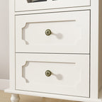 Minimalism Buffet Cabinet with Glass Doors and Double Drawer, Modern Wooden Storage Sideboard Cupboard for Living room, Dining Room Hallway Entryway (white) Buffets