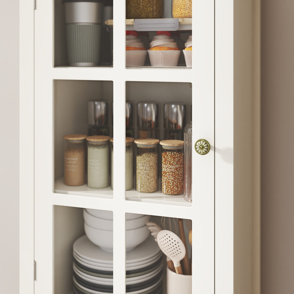 Minimalism Buffet Cabinet with Glass Doors and Double Drawer, Modern Wooden Storage Sideboard Cupboard for Living room, Dining Room Hallway Entryway (white) Buffets