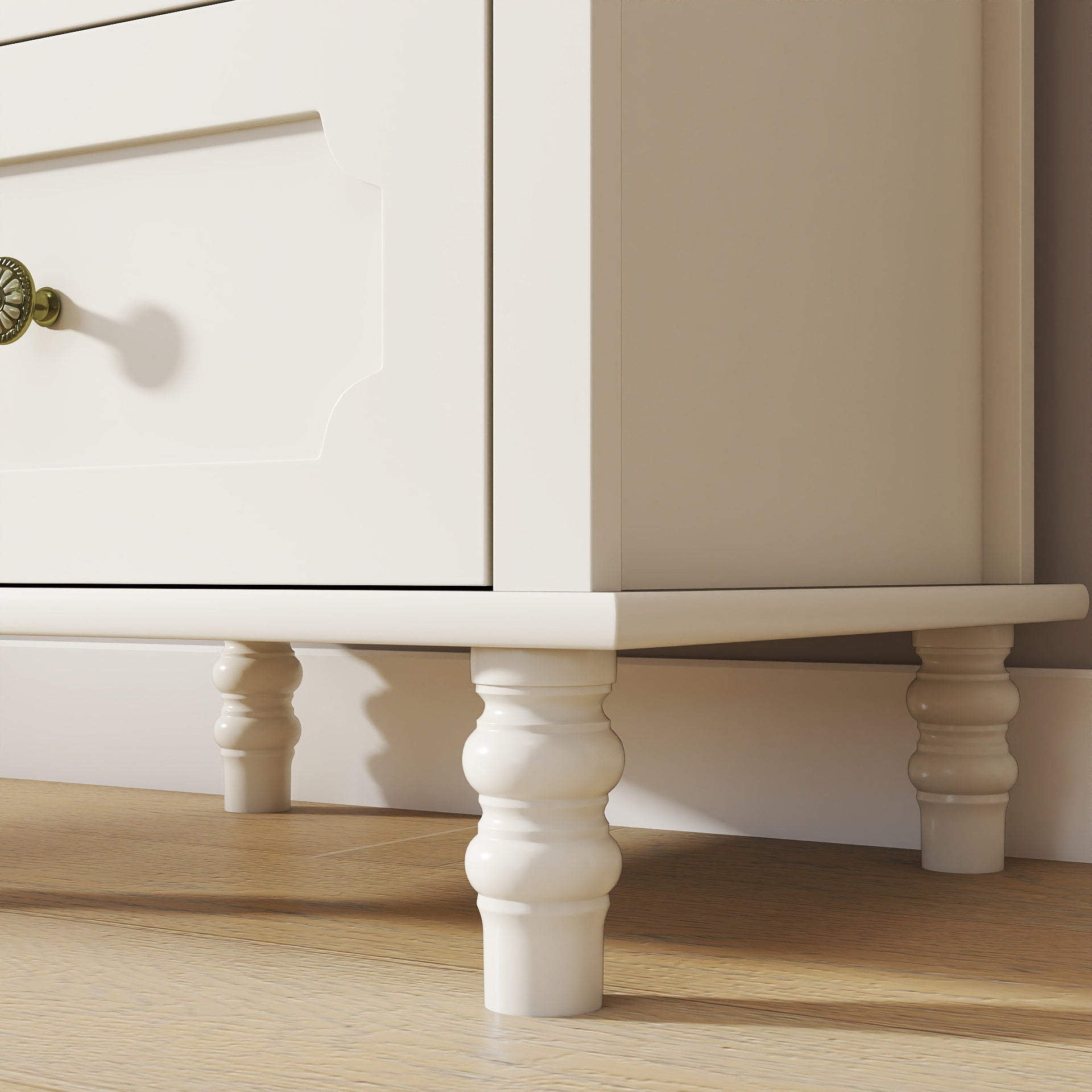 Minimalism Buffet Cabinet with Glass Doors and Double Drawer, Modern Wooden Storage Sideboard Cupboard for Living room, Dining Room Hallway Entryway (white) Buffets