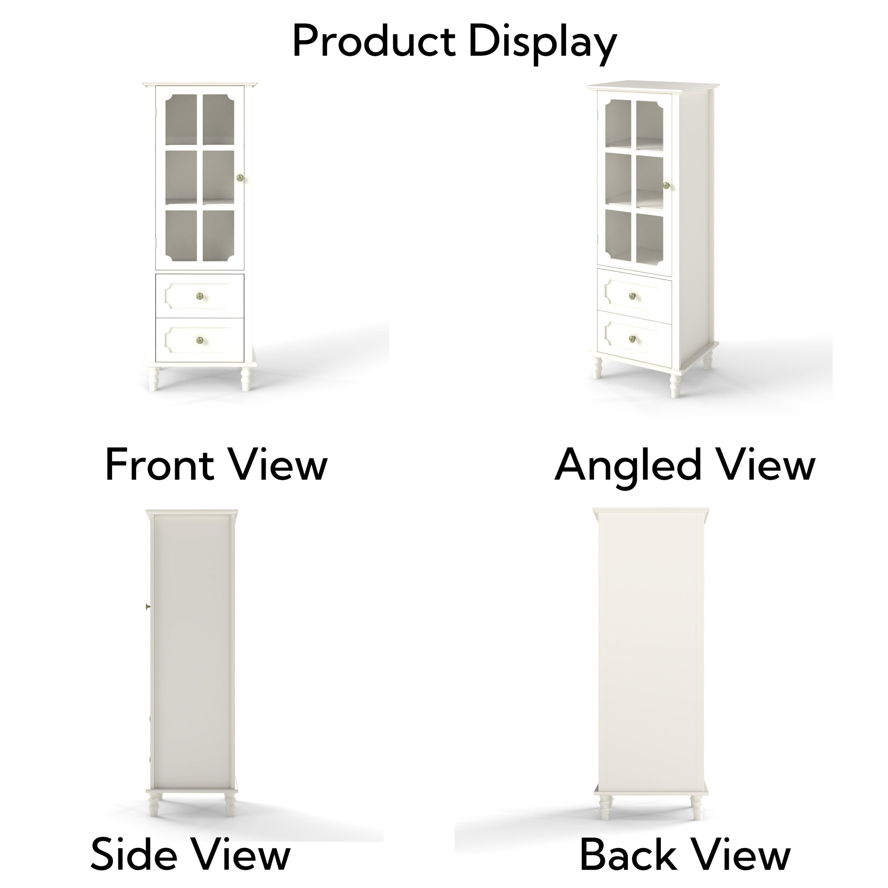 Minimalism Buffet Cabinet with Glass Doors and Double Drawer, Modern Wooden Storage Sideboard Cupboard for Living room, Dining Room Hallway Entryway (white) Buffets