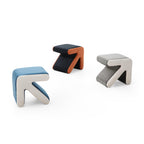 Modern Creative Upholstered Velvet Sofa Stool Kids Stool Shoe Bench Footrest Footstool Multifaceted Stool Ottoman Coffee Table Arrow Design Handicraft Decoration for Living Room Bedroom,Grey+Beige.