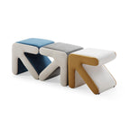 Modern Creative Upholstered Velvet Sofa Stool Kids Stool Shoe Bench Footrest Footstool Multifaceted Stool Ottoman Coffee Table Arrow Design Handicraft Decoration for Living Room Bedroom,Grey+Beige.