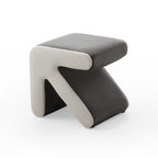 Modern Creative Upholstered Velvet Sofa Stool Kids Stool Shoe Bench Footrest Footstool Multifaceted Stool Ottoman Coffee Table Arrow Design Handicraft Decoration for Living Room Bedroom,Grey+Beige.