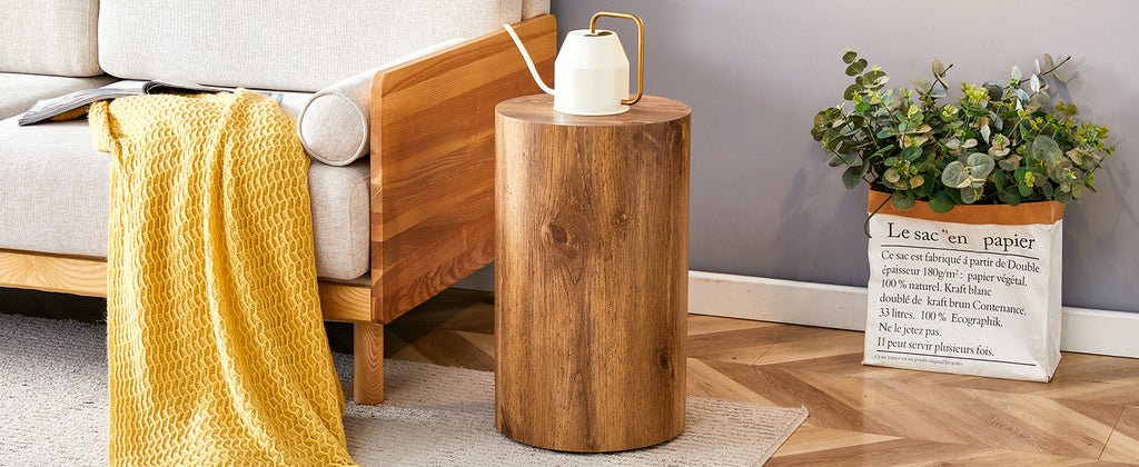 The cylindrical table with its patterned design can be easily integrated into a variety of interior styles, from coffee tables to small dining tables, workbenches.W1151P200296