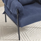 TS Modern decorative chair, living room side chair with gold metal legs, no wheels, suitable for dressing area, reception room, office,Teddy fleece upholstered metal foot sofa 1PC Dark Blue Accent Chair