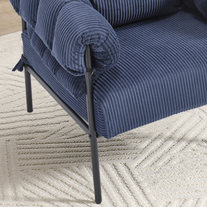 TS Modern decorative chair, living room side chair with gold metal legs, no wheels, suitable for dressing area, reception room, office,Teddy fleece upholstered metal foot sofa 1PC Dark Blue Accent Chair