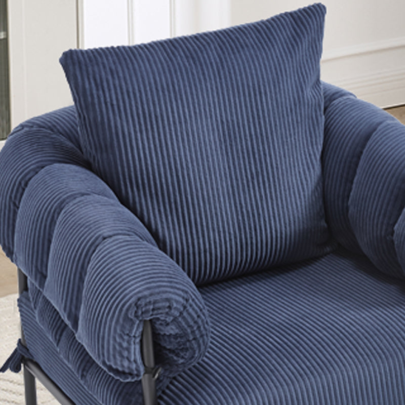 TS Modern decorative chair, living room side chair with gold metal legs, no wheels, suitable for dressing area, reception room, office,Teddy fleece upholstered metal foot sofa 1PC Dark Blue Accent Chair