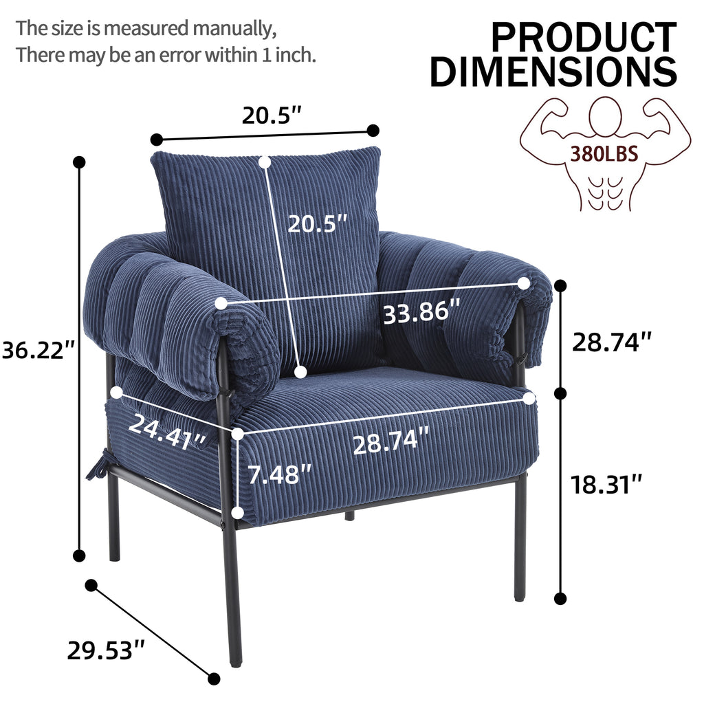 TS Modern decorative chair, living room side chair with gold metal legs, no wheels, suitable for dressing area, reception room, office,Teddy fleece upholstered metal foot sofa 1PC Dark Blue Accent Chair
