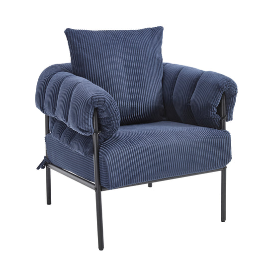 TS Modern decorative chair, living room side chair with gold metal legs, no wheels, suitable for dressing area, reception room, office,Teddy fleece upholstered metal foot sofa 1PC Dark Blue Accent Chair