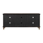 Modern Style TV Stand 3 Drawers Gold Round Knobs And Legs Felt Line Drawers Dark Cherry Finish Media Console
