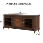 Modern Style TV Stand 3 Drawers Gold Round Knobs And Legs Felt Line Drawers Dark Cherry Finish Media Console