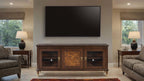 Modern Style TV Stand 3 Drawers Gold Round Knobs And Legs Felt Line Drawers Dark Cherry Finish Media Console
