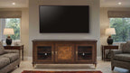 Modern Style TV Stand 3 Drawers Gold Round Knobs And Legs Felt Line Drawers Dark Cherry Finish Media Console