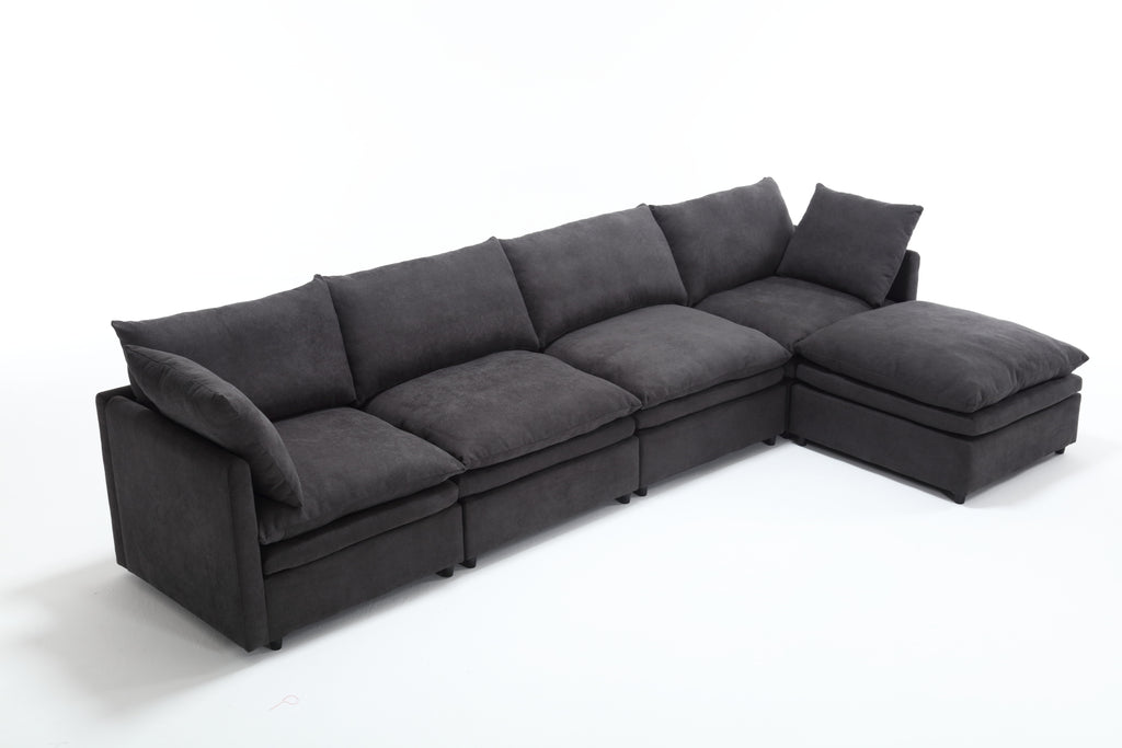 [ PACKAGING NEW UPGRADE] [VIDEO PROVIDED]Modern U-shaped Sectional Sofa ,5-seat Sofa ,Sleeper Sofa Couch with Chaise Lounge for Living Room,Apartment,Upholstered,Polyester,New upgrade,Dark Gray