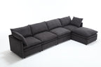 [ PACKAGING NEW UPGRADE] [VIDEO PROVIDED]Modern U-shaped Sectional Sofa ,5-seat Sofa ,Sleeper Sofa Couch with Chaise Lounge for Living Room,Apartment,Upholstered,Polyester,New upgrade,Dark Gray