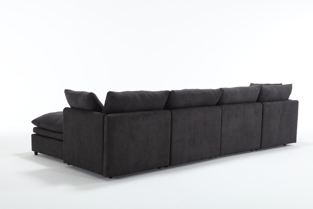 [ PACKAGING NEW UPGRADE] [VIDEO PROVIDED]Modern U-shaped Sectional Sofa ,5-seat Sofa ,Sleeper Sofa Couch with Chaise Lounge for Living Room,Apartment,Upholstered,Polyester,New upgrade,Dark Gray