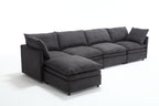 [ PACKAGING NEW UPGRADE] [VIDEO PROVIDED]Modern U-shaped Sectional Sofa ,5-seat Sofa ,Sleeper Sofa Couch with Chaise Lounge for Living Room,Apartment,Upholstered,Polyester,New upgrade,Dark Gray
