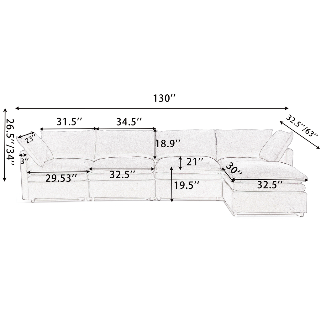 [ PACKAGING NEW UPGRADE] [VIDEO PROVIDED]Modern U-shaped Sectional Sofa ,5-seat Sofa ,Sleeper Sofa Couch with Chaise Lounge for Living Room,Apartment,Upholstered,Polyester,New upgrade,Dark Gray