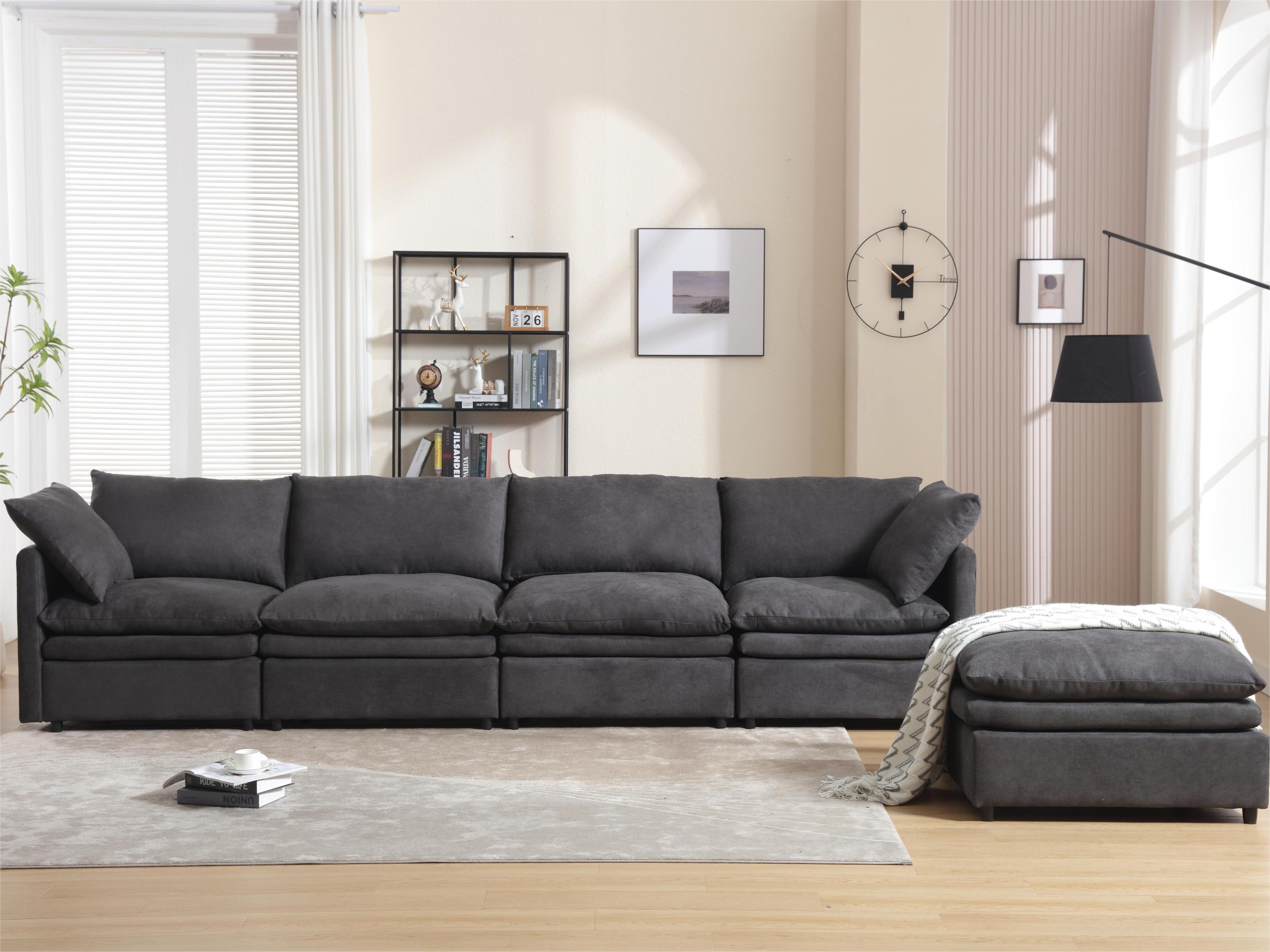 [ PACKAGING NEW UPGRADE] [VIDEO PROVIDED]Modern U-shaped Sectional Sofa ,5-seat Sofa ,Sleeper Sofa Couch with Chaise Lounge for Living Room,Apartment,Upholstered,Polyester,New upgrade,Dark Gray