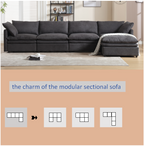 [ PACKAGING NEW UPGRADE] [VIDEO PROVIDED]Modern U-shaped Sectional Sofa ,5-seat Sofa ,Sleeper Sofa Couch with Chaise Lounge for Living Room,Apartment,Upholstered,Polyester,New upgrade,Dark Gray