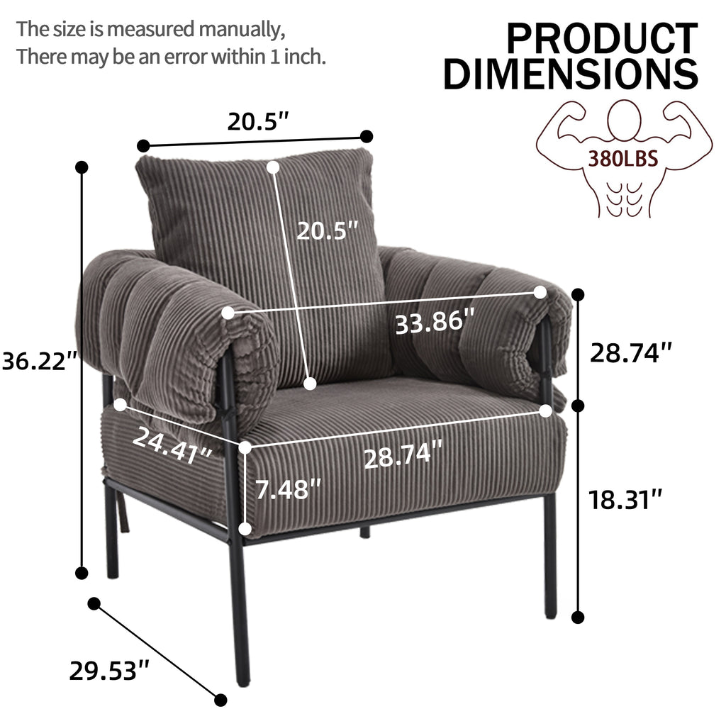 TS Modern decorative chair, living room side chair with gold metal legs, no wheels, suitable for dressing area, reception room, office,Teddy fleece upholstered metal foot sofa 1PC DARK GREY Accent Chair