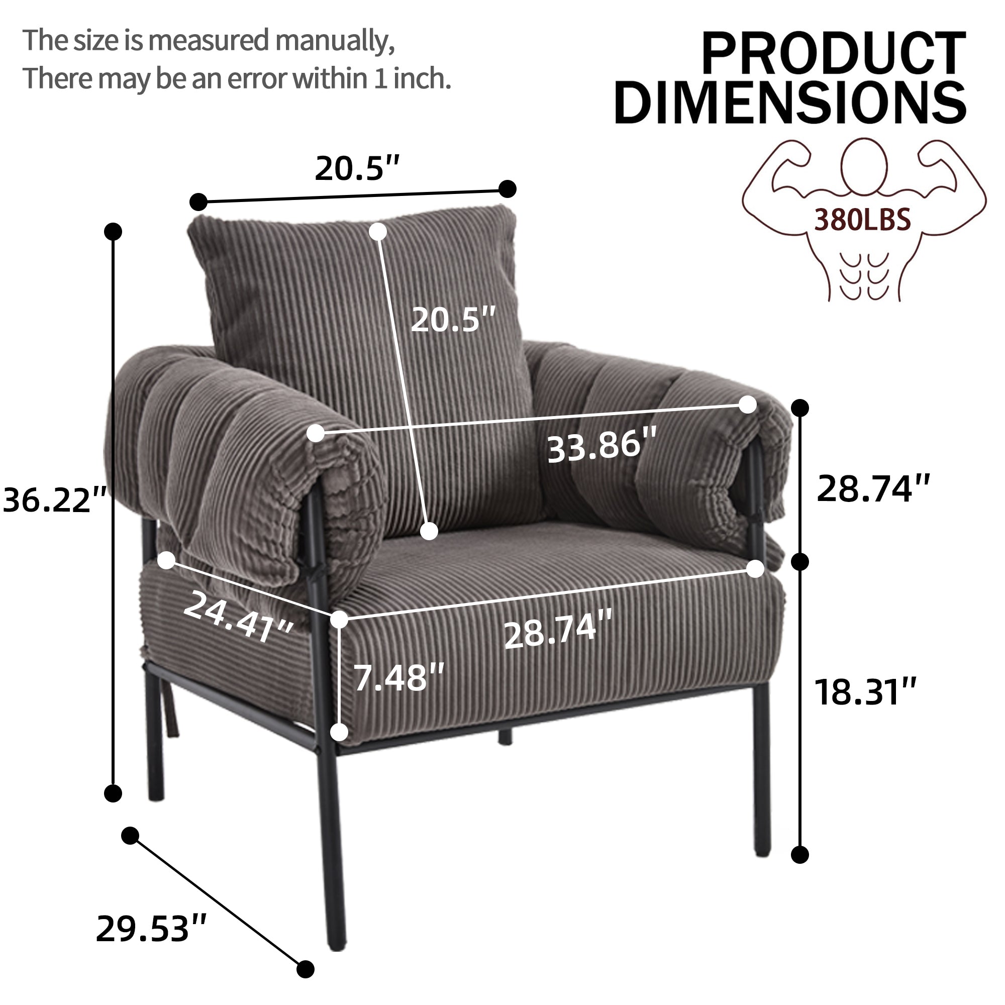 TS Modern decorative chair, living room side chair with gold metal legs, no wheels, suitable for dressing area, reception room, office,Teddy fleece upholstered metal foot sofa 1PC DARK GREY Accent Chair