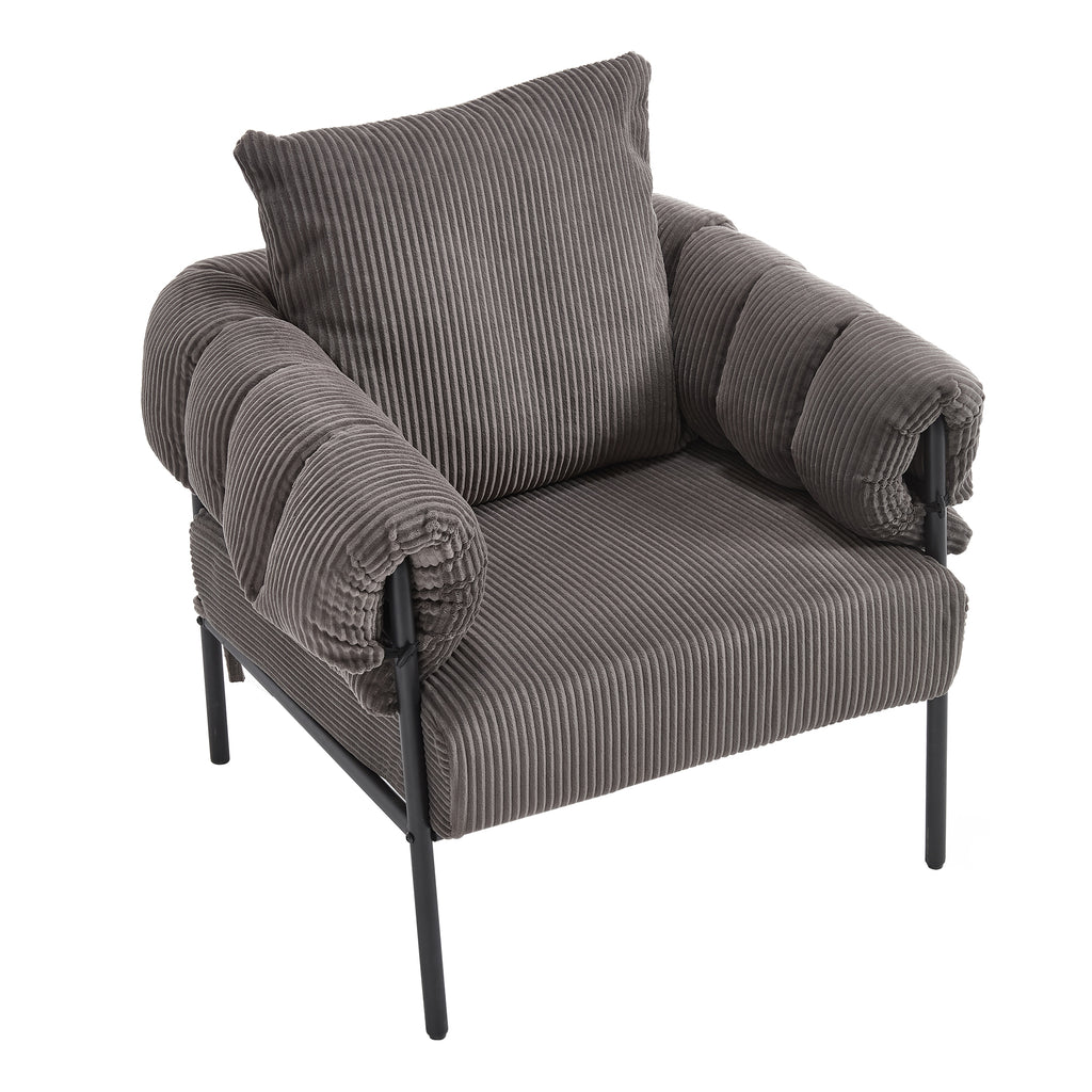 TS Modern decorative chair, living room side chair with gold metal legs, no wheels, suitable for dressing area, reception room, office,Teddy fleece upholstered metal foot sofa 1PC DARK GREY Accent Chair