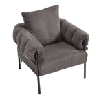 TS Modern decorative chair, living room side chair with gold metal legs, no wheels, suitable for dressing area, reception room, office,Teddy fleece upholstered metal foot sofa 1PC DARK GREY Accent Chair