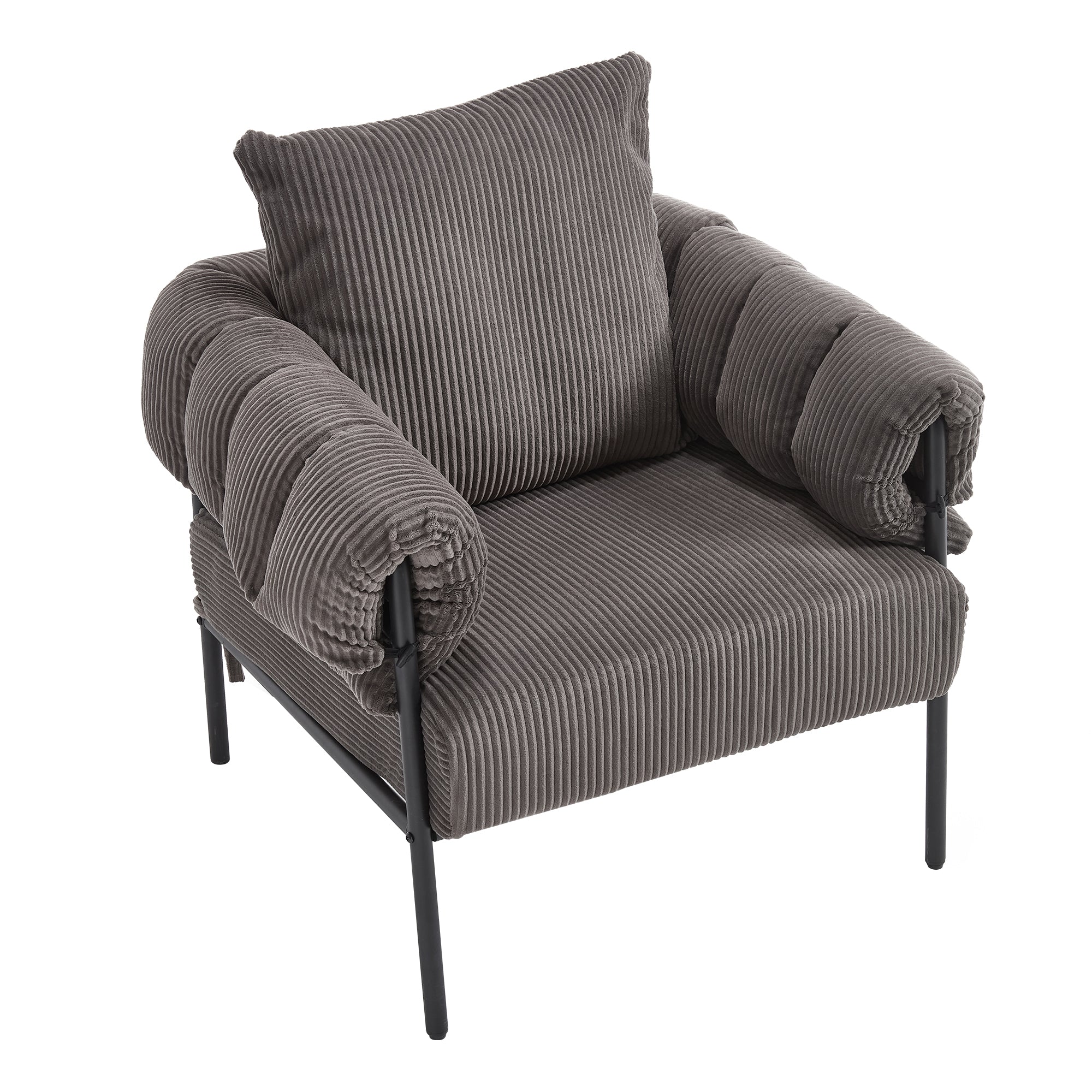 TS Modern decorative chair, living room side chair with gold metal legs, no wheels, suitable for dressing area, reception room, office,Teddy fleece upholstered metal foot sofa 1PC DARK GREY Accent Chair