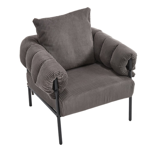 TS Modern decorative chair, living room side chair with gold metal legs, no wheels, suitable for dressing area, reception room, office,Teddy fleece upholstered metal foot sofa 1PC DARK GREY Accent Chair
